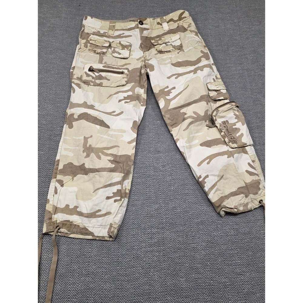 Volcom Stone Desert Camo Ripstop Cargo Pants Mens 5 Multi Pocket Drawstring Cuff